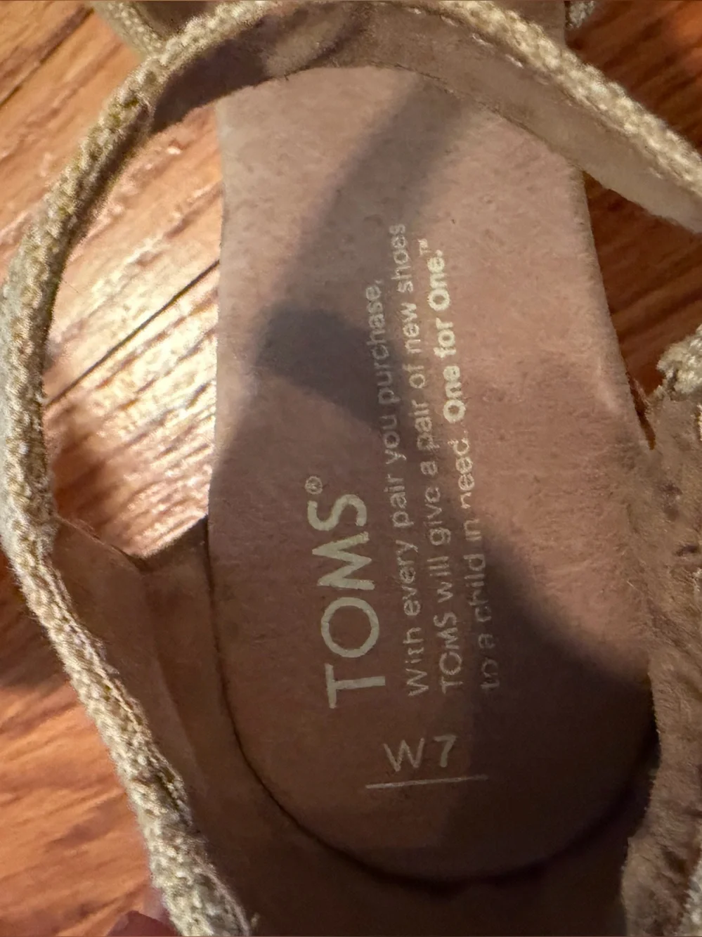 Toms Beige Canvas Cork Wedge Sandals with Ankle Strap size 7